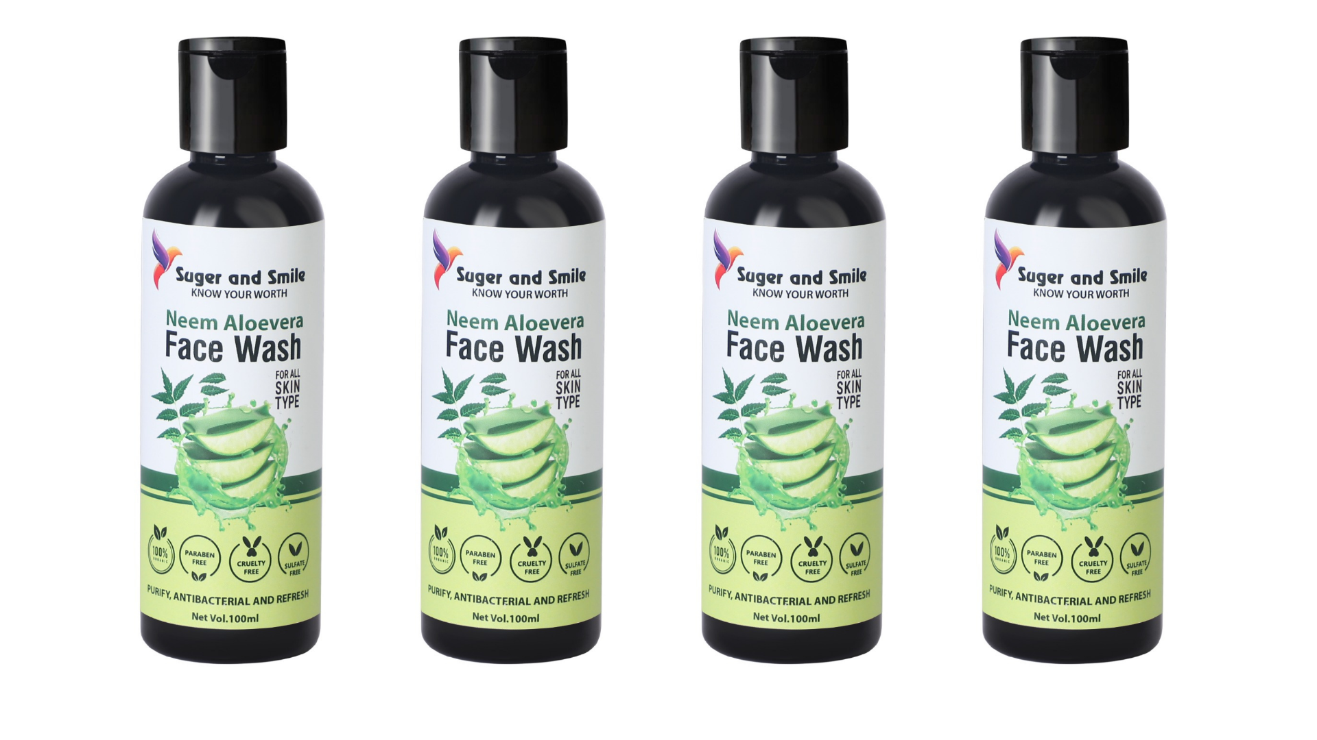 Aloevera neem facewash pack of 4(100 ml each)